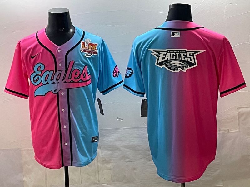 Men 2025 Philadelphia Eagles Blank Blue pink Nike Limited NFL Jersey style 024->philadelphia eagles->NFL Jersey